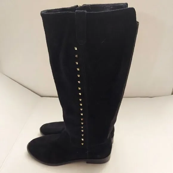 MARC FISHER Secrit Black Suede Studded  Medium Calf Tall Boots - Picture 5 of 15